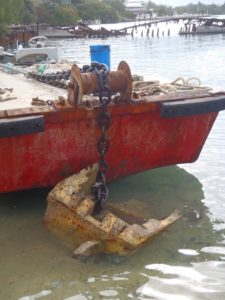 barge with mooring weight